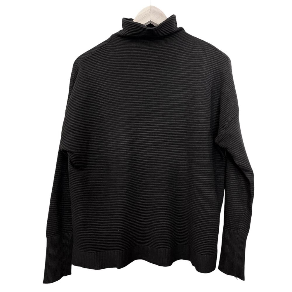WHITE HOUSE BLACK MARKET Black Mock Neck Ribbed Sweater Long Sleeves Small NEW